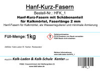 Hanf-Kurz-Fasern 2 mm, 1 kg,  für Fein-Kalkmörtel