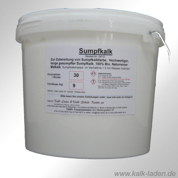 Sumpfkalk/Kalkfarbe/Streichkalk, 9kg im Eimer, rein natürlich,  9 kg für zirka 127 m²