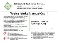 Wei&szlig;feinkalk, gebrannter und gemahlener Kalk (Pulver-Kalk), 4,5 kg